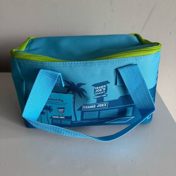 Trader Joe’s Bag Blue Mini Insulated Tote Bag NEW - Picture 4 of 6